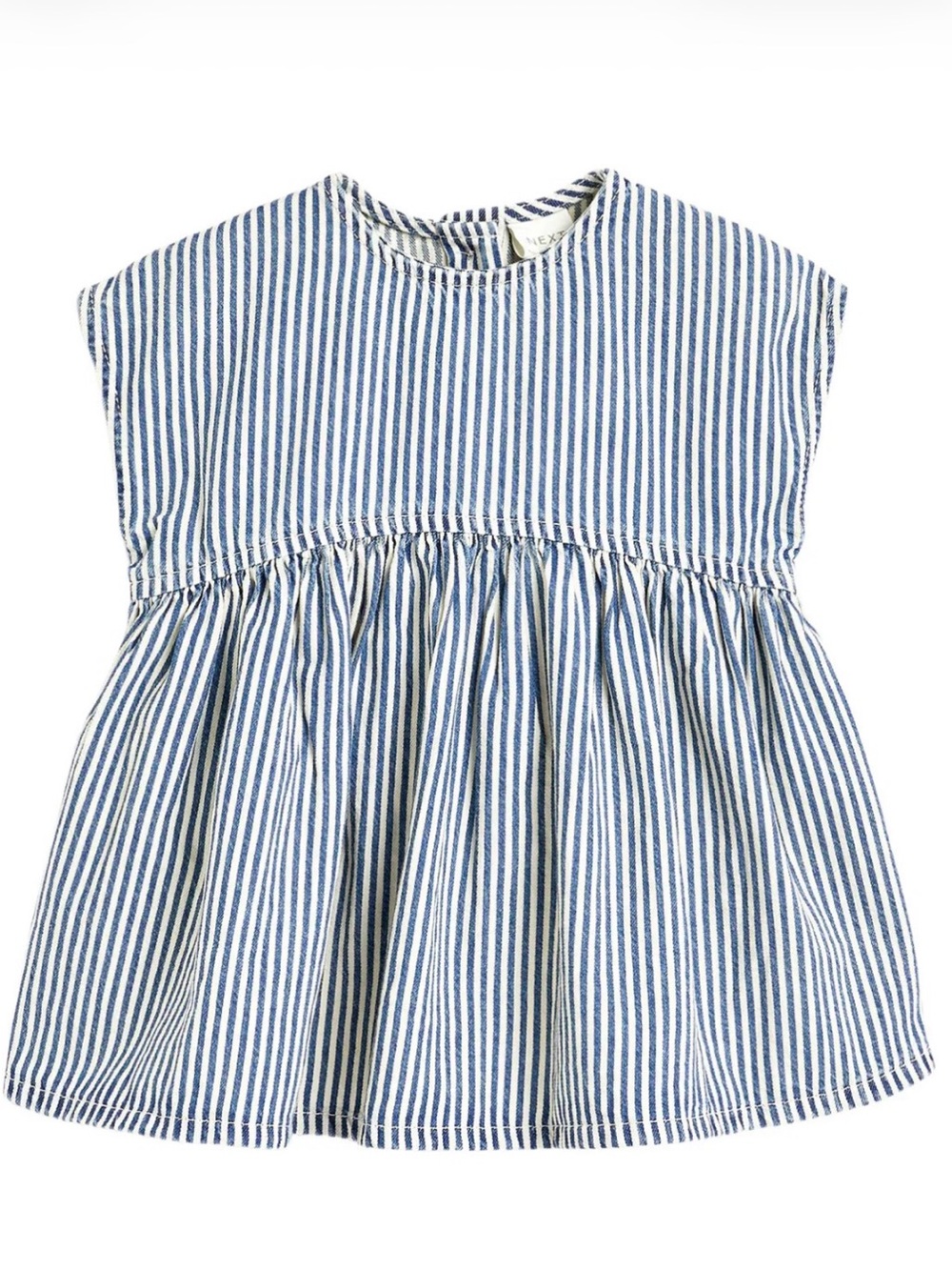 Classic Blue Stripe Denim Babydoll Kids Dress